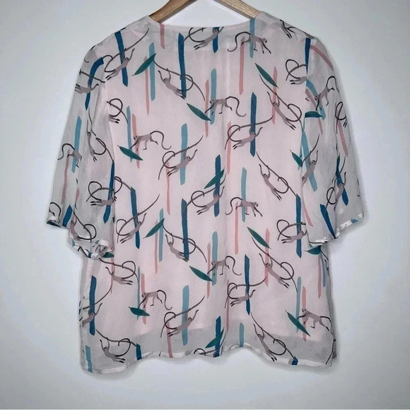 Emily and Fin ModCloth Monkey Around Town Blouse Size Large - Picture 11 of 11